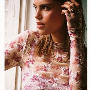 Free People Lady Lux Printed Layering Top